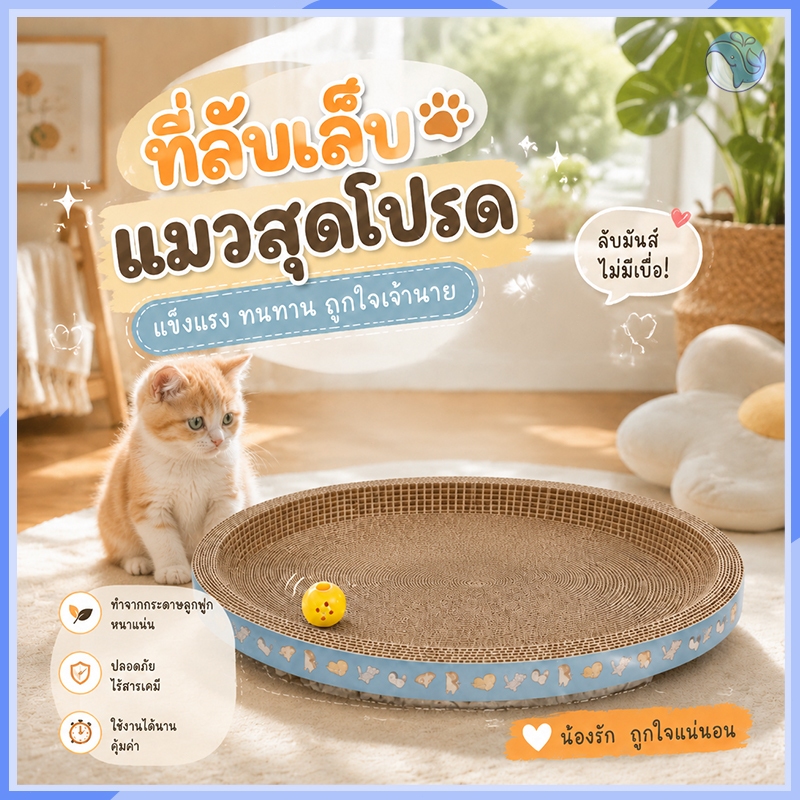 อ่างลับเล็บแมว 2in1 ทรงไข่กลม 2 ฟังก์ชันลับเล็บและเตียงนอนในตัว ทนทาน คุณภาพดี สําหรับน้องแมว