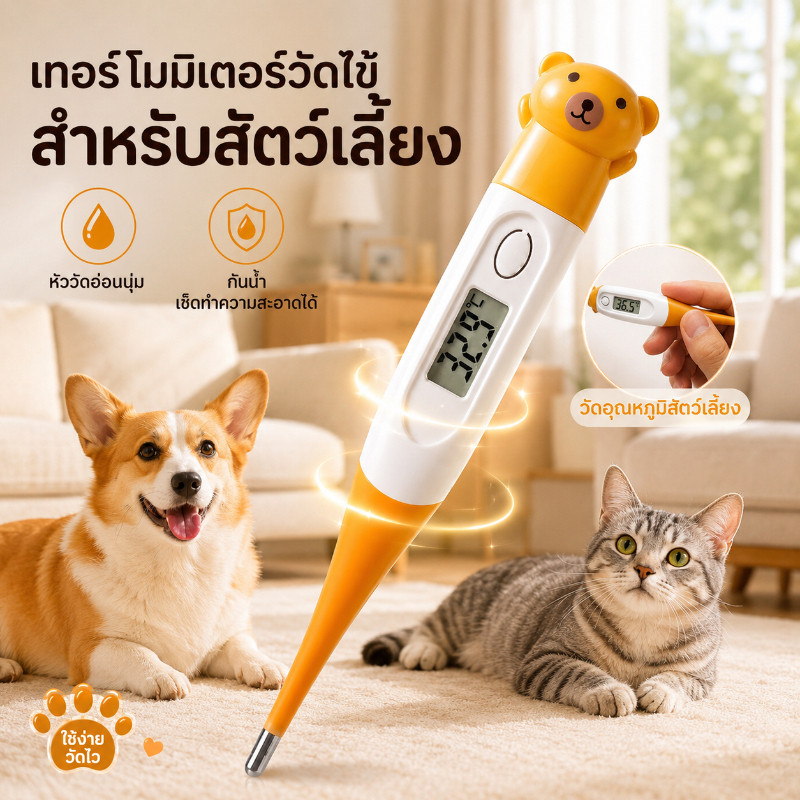 เครื่องวัดอุณหภูมิสัตว์เลี้ยง หัวอ่อน สําหรับแมวและสุนัขทั่วไป การวัดที่แม่นยํา การ์ตูนน่ารัก การตรวจวัดอุณหภูมิร่างกาย
