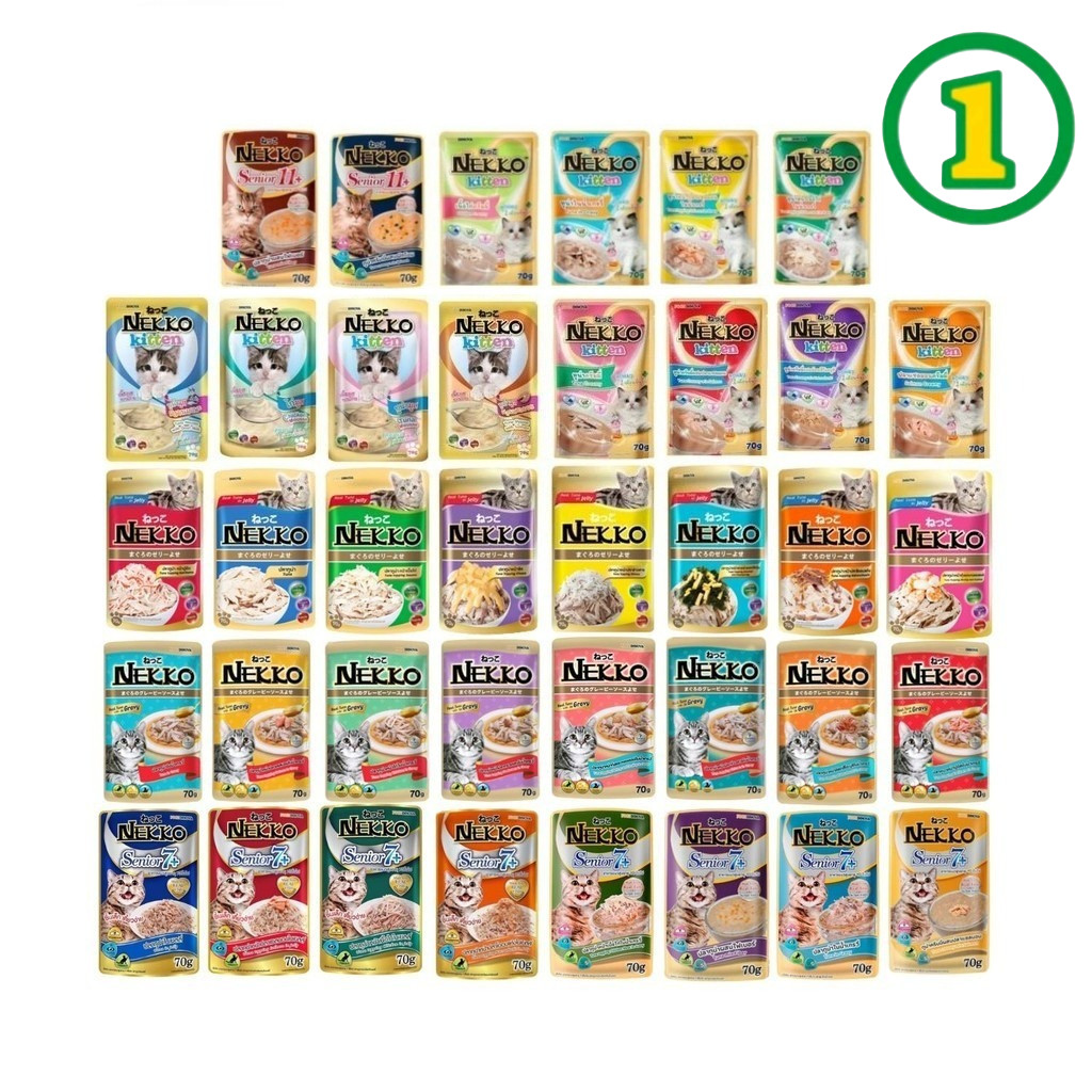 1 ซอง] Nekko อาหารแมว เน็กโกะ เปียกแมว เนื้อทูน่าแท้ โดยไม่มีส่วนผสมของเนื้อเทียมและไม่มีสารกันบูด