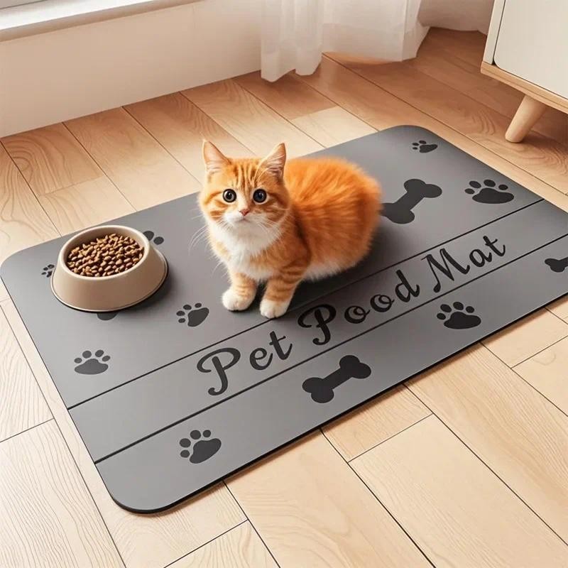 NekoLuv】60×90CM เสื่อให้อาหารสัตว์เลี้ยง กันน้ําดูดซับเสื่อให้อาหารสัตว์เลี้ยงแห้งเร็วสัตว์เลี้ยง แผ่นรองจาน สําหรับชามอาหารและน้ําพร้อมยางรองสําหรับสุนัขและแมว