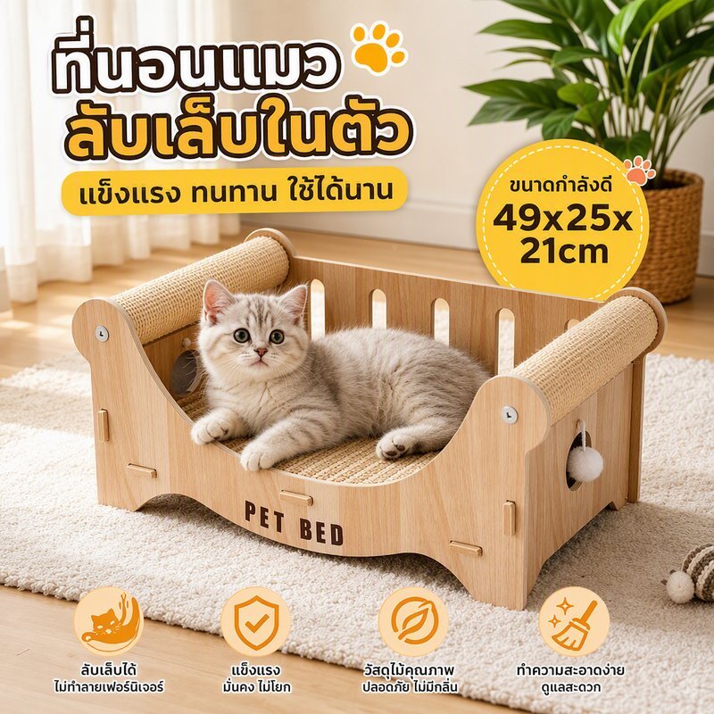 ที่ฝนเล็บแมว เตียงแมว โซฟาแมว กระดานลับเล็บปอกระเจา ขนาดใหญ่ แข็งแรง มั่นคง ใช้ได้ทุกฤดู