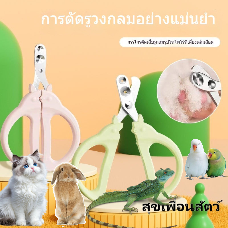 กรรไกรตัดเล็บสัตว์เลี้ยง 🐱ดีไซน์ป้องกันตัดเส้นเลือด ✂ อุปกรณ์ตัดเล็บสําหรับสัตว์เล็ก ทั้งแมว กระต่าย นก จิ้งจก