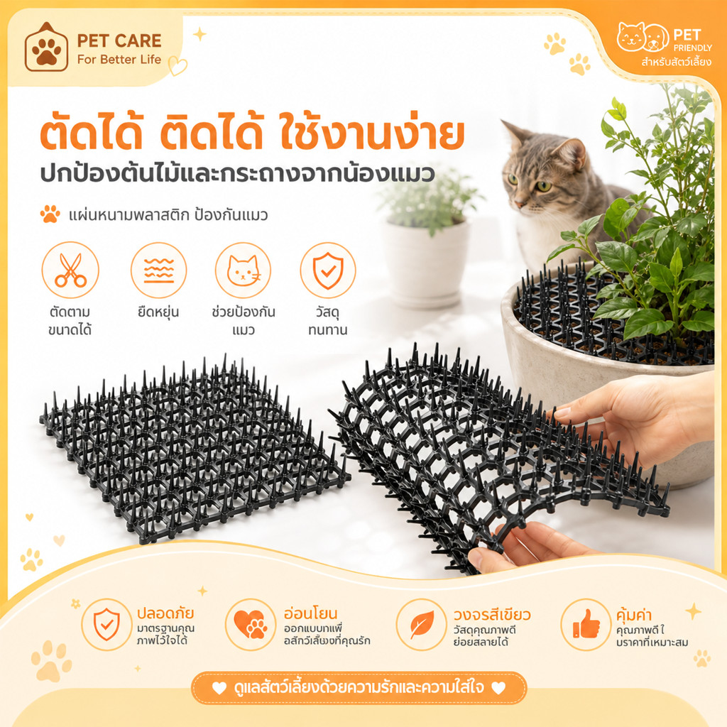 200*30 cm แผ่นแทงแมว แผ่นหนามไล่แมว หนามไล่สุนัข ยางหนามแมวขนาดใหญ่ 34*42cm หนามไล่แมว หนามกันแมว แผงกันแมว