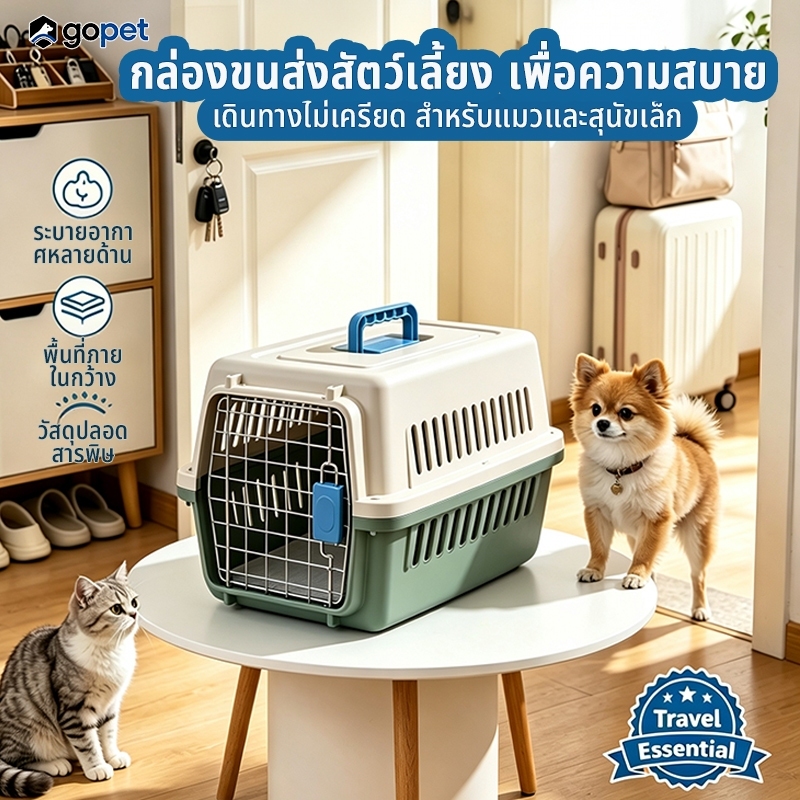 กล่องขนส่งสัตว์เลี้ยง สําหรับแมวสุนัขไม่เกิน 10 กก. ช่องระบายอากาศ หิ้วพกพา สําหรับเดินทางและขนส่ง