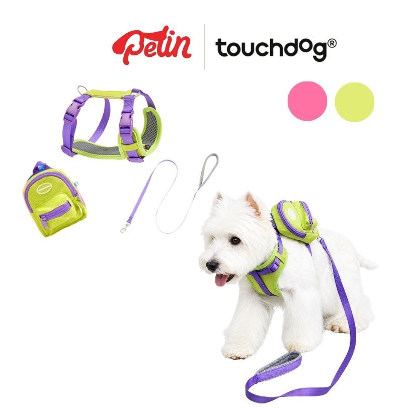 Touchdog ชุดสายจูงสัตว์เลี้ยง สายรัดอกสุนัข แมว พร้อมเป้จิ๋วใส่ของ สายจูงแมว