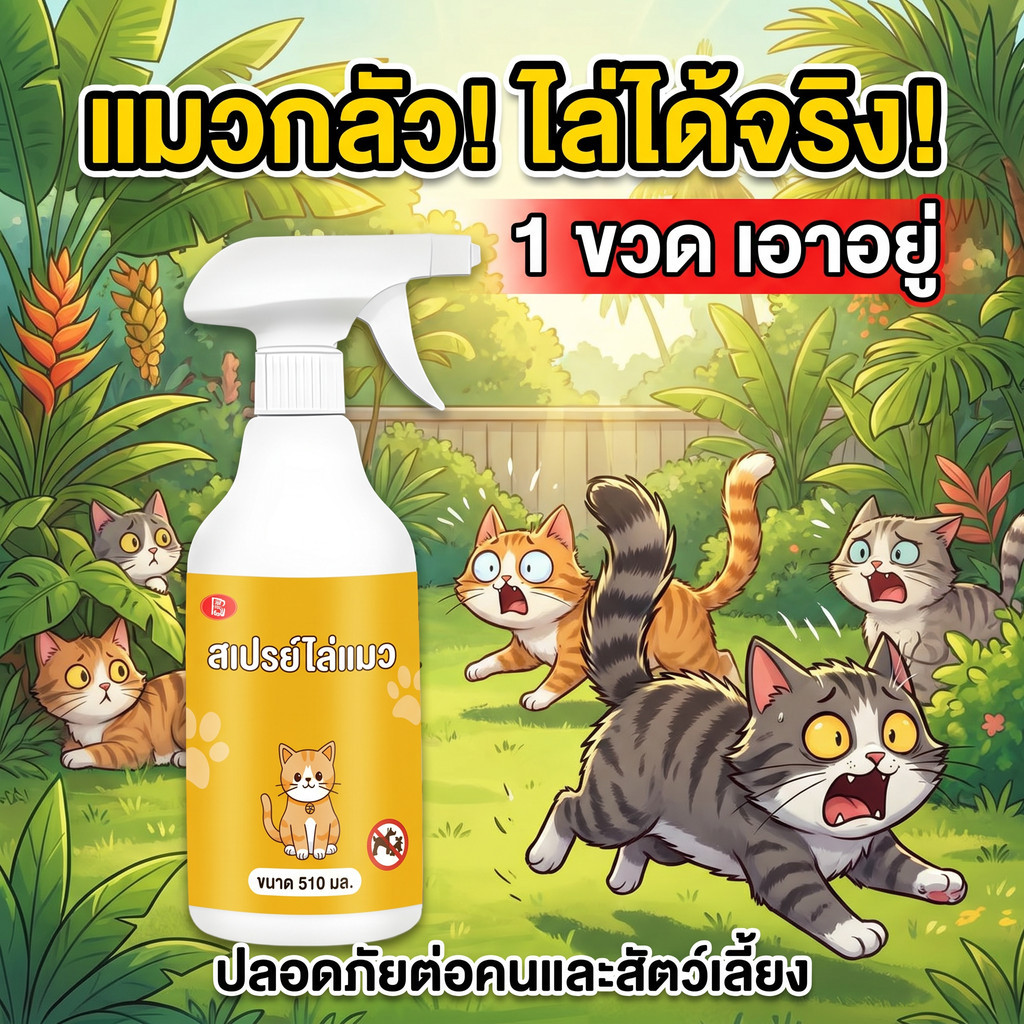 run ได้กลิ่นปุ๊บ หนีปั๊บ ไล่แมว ยาไล่แมว สเปรย์ไล่แมว ไล่หมา 510ml สูตรเข้มข้น ปลอดภัยต่อเด็กและสัตว์เลี้ยง