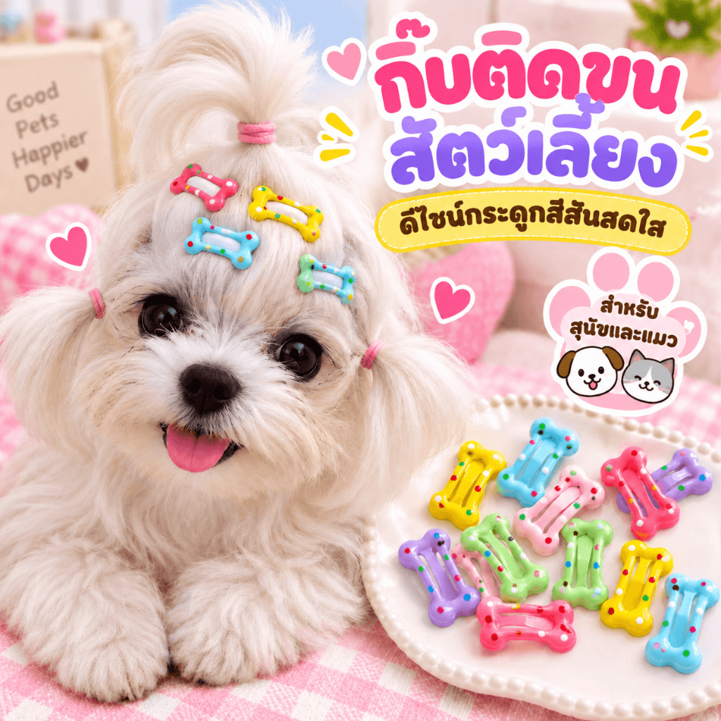 อุปกรณ์ผมสุนัขน่ารักกระดูกคลิปสําหรับสุนัขขนาดเล็กลูกสุนัขลูกแมวผมปิ่นปักผมที่มีสีสันสัตว์เลี้ยงกรูมมิ่งอุปกรณ์