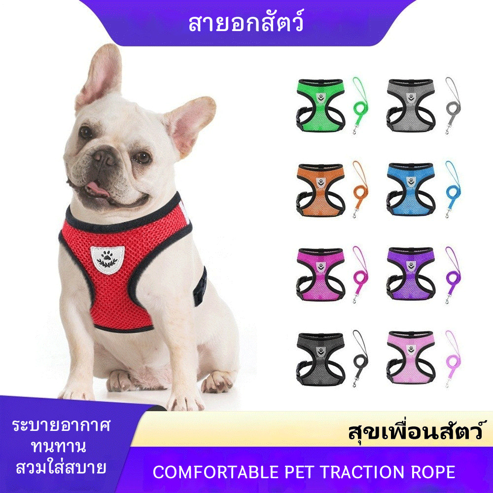 สายจูงแบบเสื้อกั๊กสัตว์เลี้ยง สายรัดอกใช้ได้ทั้งสุนัข แมว กระต่าย โคโค่🐾มีแถบสะท้อนแสง เหมาะสัตว์เล็กทุกชนิด