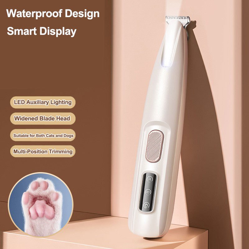 กันน้ํา LED Dog & Cat Paw Trimmer ปัตตาเลี่ยนขนสัตว์เลี้ยงแบบชาร์จไฟได้พร้อมไฟสําหรับกรูมมิ่ง