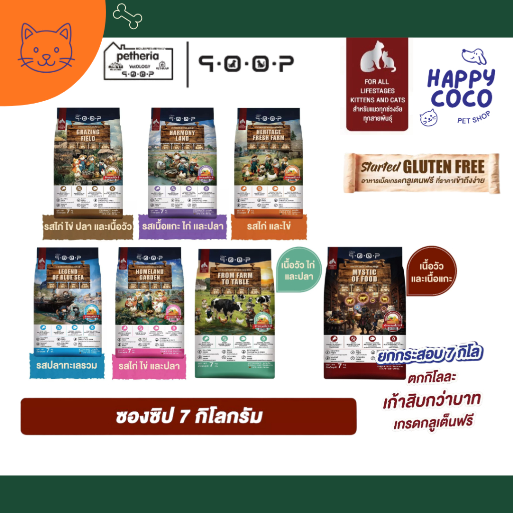 Petheria qoop - อาหารแมวคูปป์ [STARTED GLUTEN FREE] [สําหรับแมวทุกช่วงวัย] 7 KG