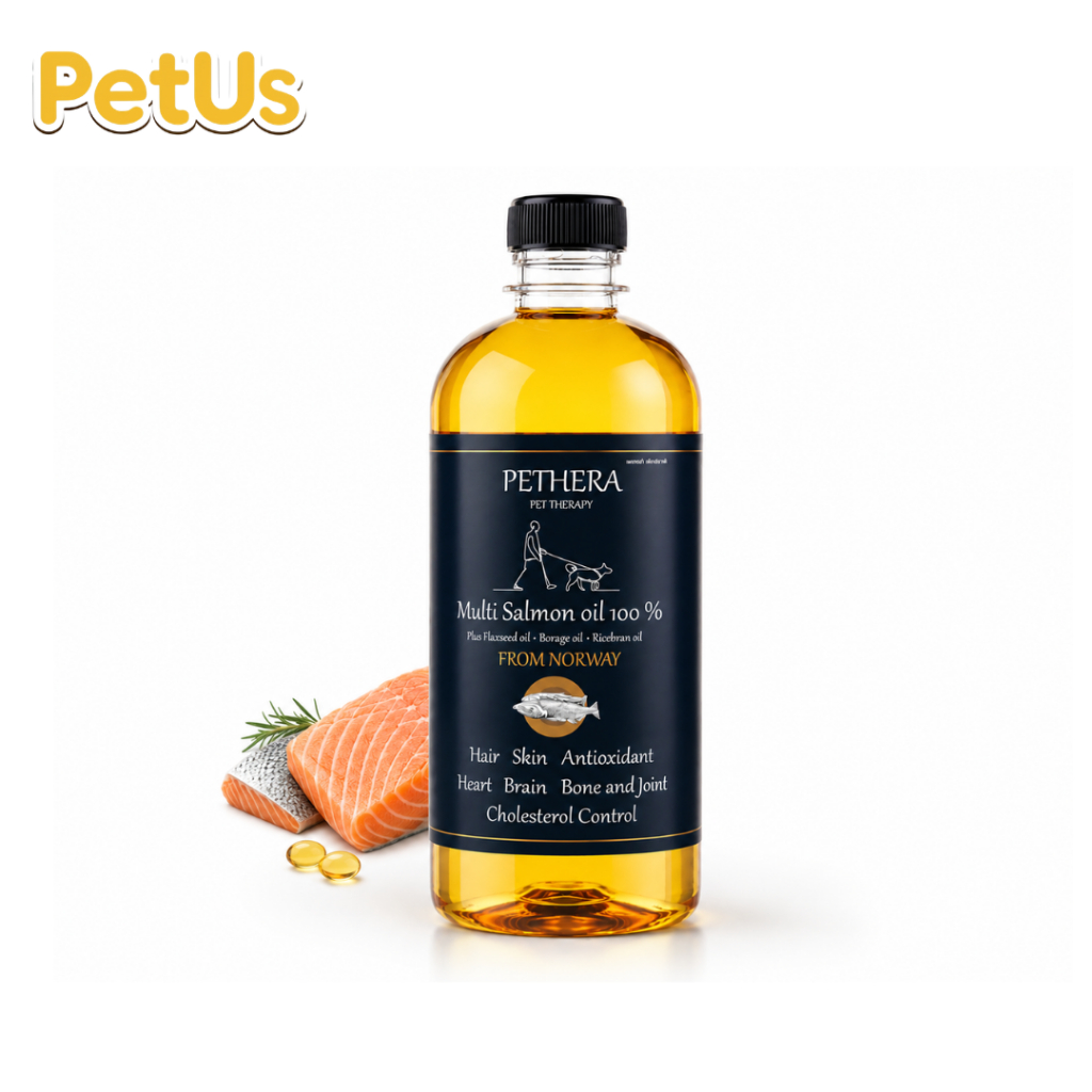 Pethera น้ํามันปลาแซลมอนสุนัขและแมว Omega 3 6 9 DHA บํารุงขนและผิวหนัง Salmon Oil Petus Kingkaew