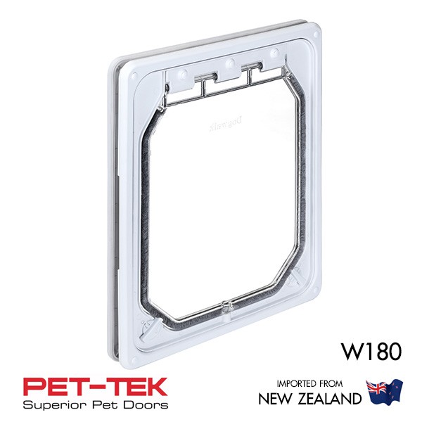 ไม่ใช่ของจีน) ประตูแมว-ประตูสุนัข PET-TEK W180 สีขาว ช่อง 27*32ซม. ติดกับประตูทั่วไปหนา 12-50มม. นําเข้า New Zealand