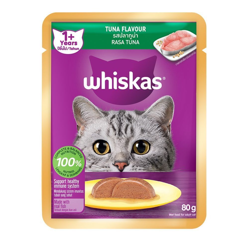 วิสกัสเพาช์อาหารแมว ปลาทูน่า 80ก. WHISKAS POUCH TUNA 80 G