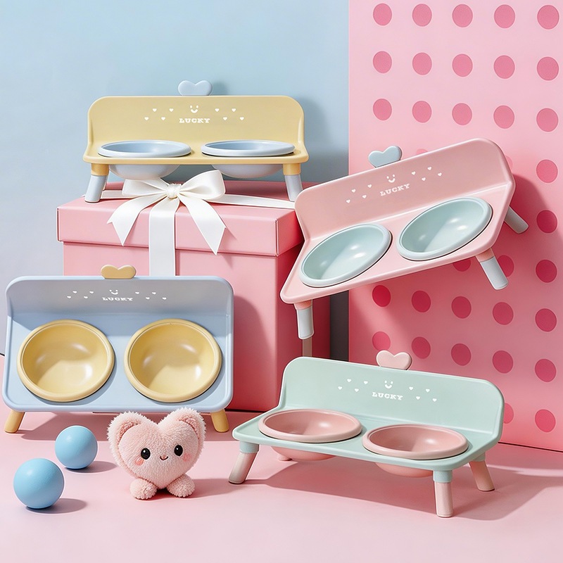 PEKO PET&CAT [BW089] ชามอาหารสัตว์เลี้ยง Lucky ดีไซน์มินิมอล ชามข้าวแมว ชามสุนัข มียางกันลื่น