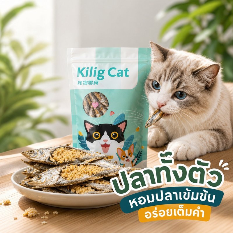 ขนมแมว ปลาไข่ฟรีซดราย ปลาไข่อบแห้ง ปลาไข่เต็มตัว ธรรมชาติ อาหารแมว ขนมสัตว์เลี้ยง แมวชอบ