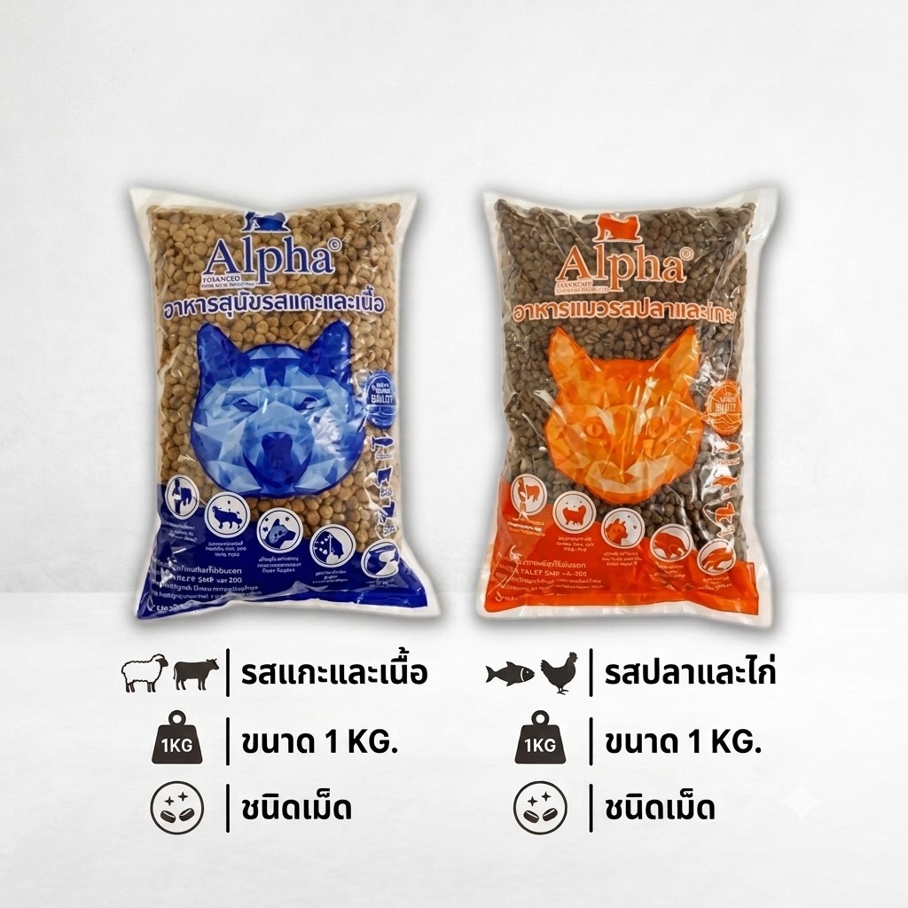 Alpha premium อัลฟ่า อาหารเม็ดสําหรับ สุนัขและแมว 1 kg