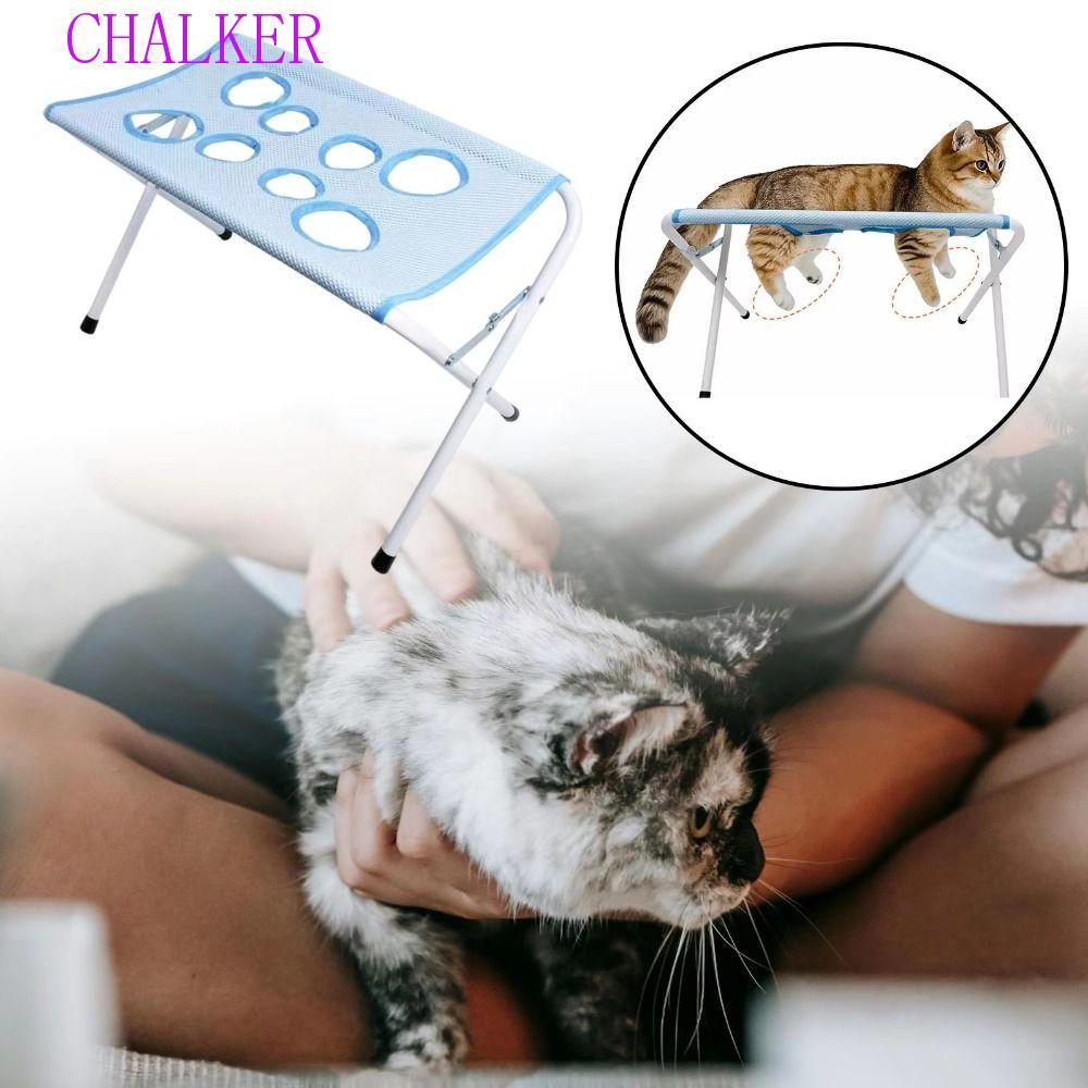 CHALKER ชั้นวางอาบน้ําสัตว์เลี้ยง, Anti-Scratch Anti-Bite Cat Washing Hammock, Sturdy Secure 8 Hole สบายเครื่องมือกรูมมิ่งสุนัขขนาดเล็ก Puppy Cat