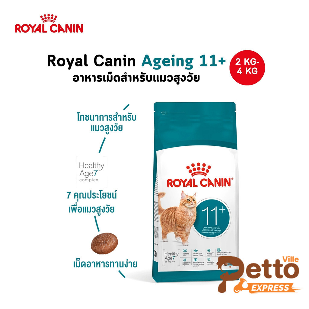 Royal Canin Ageing 11+ อาหารเม็ดแมว สําหรับแมวสูงวัย 11+ ขนาด 2 kg - 4 kg