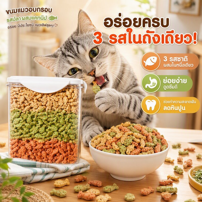 ขนมแมว ฟรีซดราย หญ้าแมว คุกกี้ปลาเล็ก ไก่ แซลมอน ทูน่า ขนาดใหญ่ 1000 กรัม สําหรับแมว