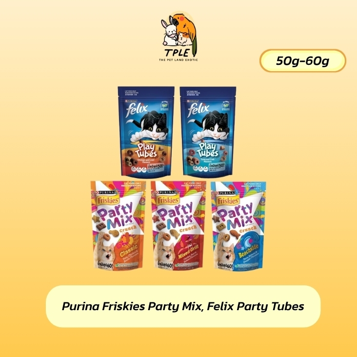 1ซอง] Purina Friskies Party Mix, FELIX Party Tubes - ขนมแมว 50-60 g