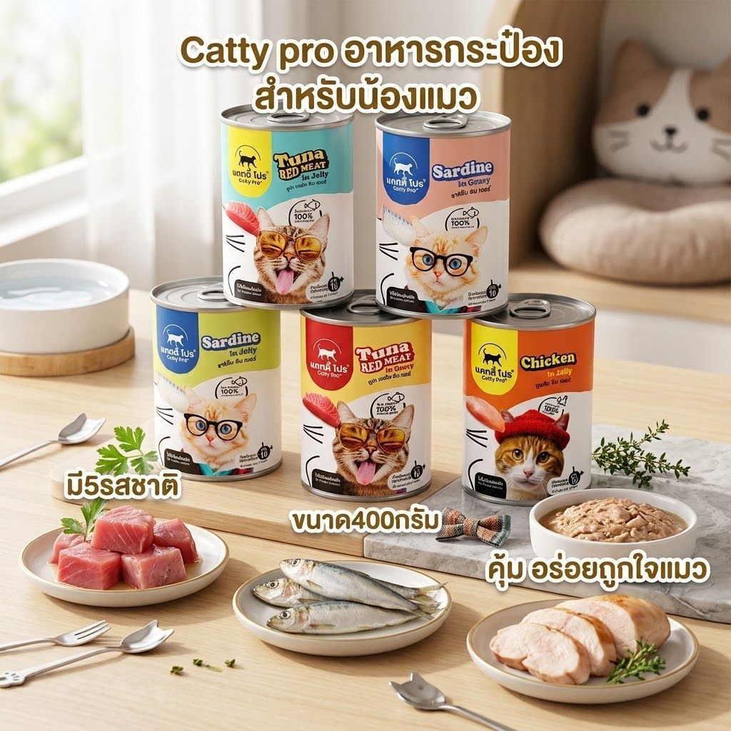 Catty Pro กระป๋อง 400g อาหารแมว แคทตี้โปร สําหรับแมวทุกสายพันธุ์ อายุ 1ปีขึ้นไป 400g