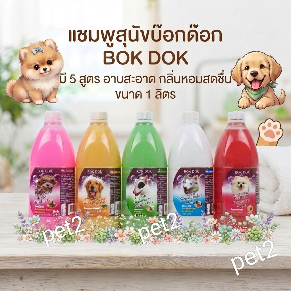 บ๊อกด๊อก[1ลิตร]แชมพูสุนัขและแมว รวมฮิต 5 สูตร ไล่เห็บหมัด,อ่อนใส,บํารุงผิวหนังและขนนุ่มสวย,คันขนร่วง,กลิ่นหอมอโรมาคุ้มค่า