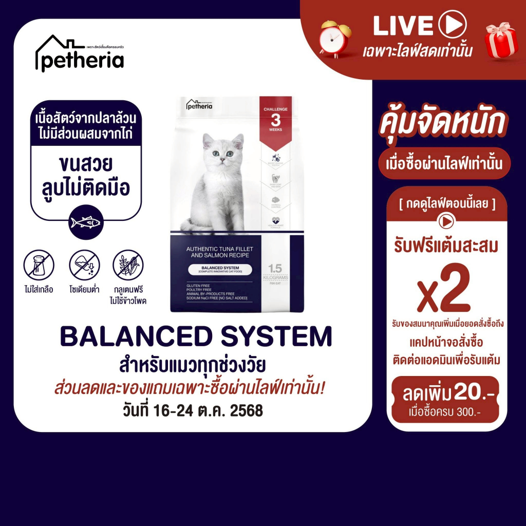 Innovation Cat Food [BALANCED SYSTEM] [No Corn & Gluten Free] [แมวทุกช่วงวัย] 1.5 KG [ BS