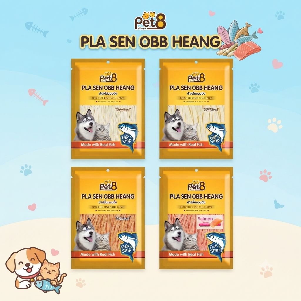 ปลาเส้นอบแห้ง ขนมสุนัข ทําจากเนื้อปลาแท้ 50g อาหารว่างสําหรับสุนัขและแมว