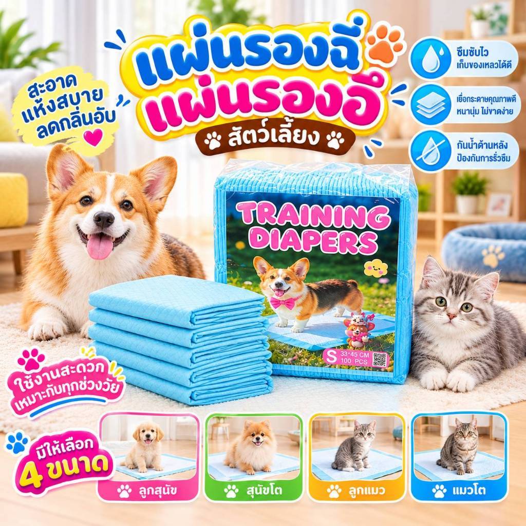 MI แผ่นรองฉี่ Cocoyo แผ่นรองฉี่สุนัขและแมว บ๊อกด็อก และ จิจิโกะ ดูดซับกลิ่น (มีราคาส่ง)