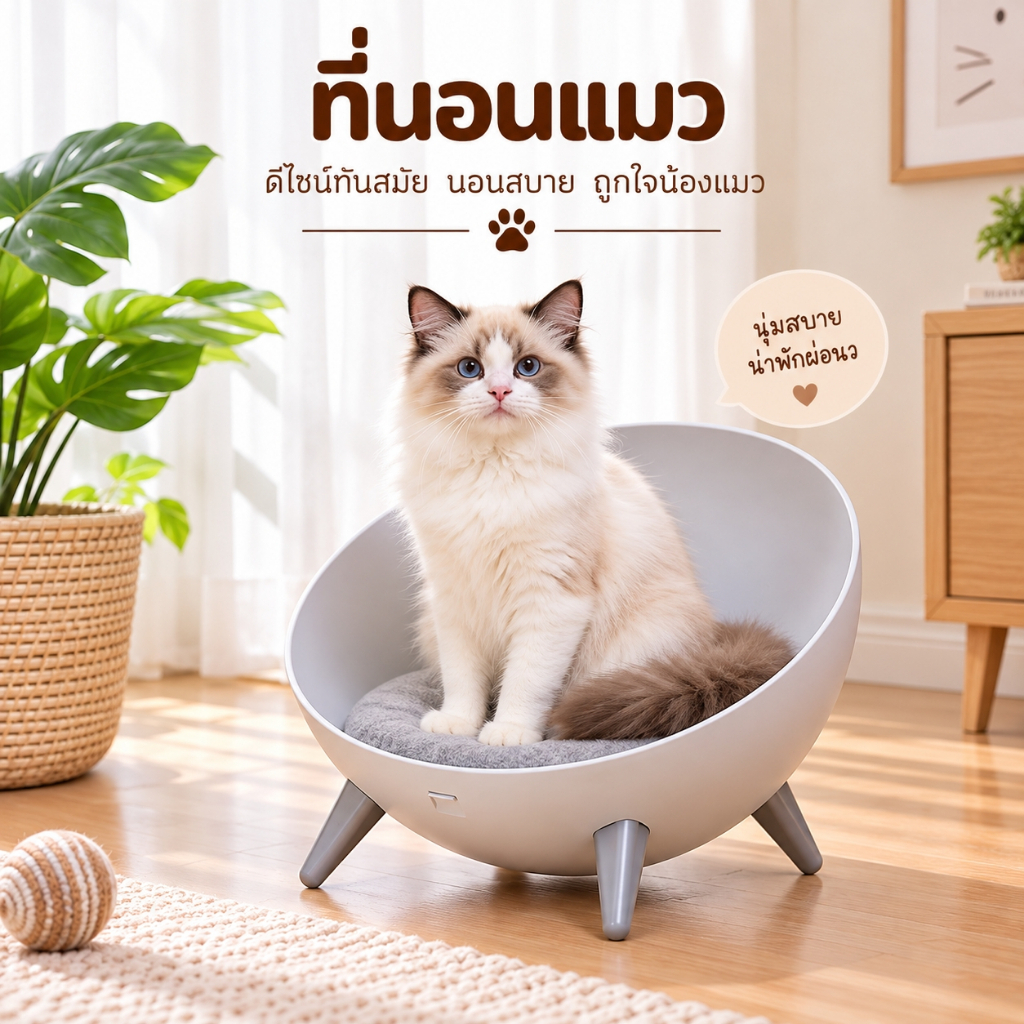 บ้านแมว คอนโดแมว รังแมวแคปซูลอวกาศ ที่นอนสัตว์เลี้ยง หลุมอวกาศ ที่นอนแมวของเล่นแมว จานเสียงไม้เนื้อแข็งอะคริลิค