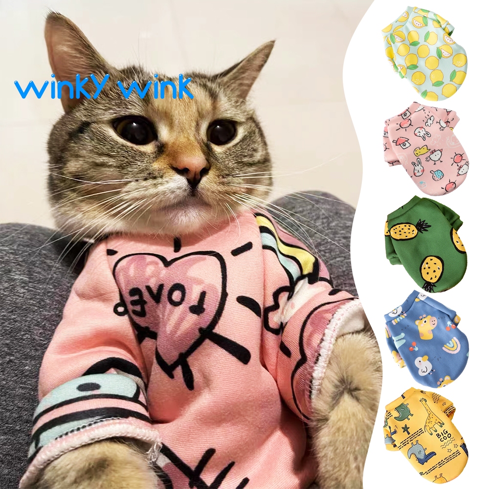 Winky Wink เสื้อผ้าสัตว์เลี้ยง ด้วยลวดลายน่ารัก สําหรับแมวและสุนัข นุ่มและสบาย