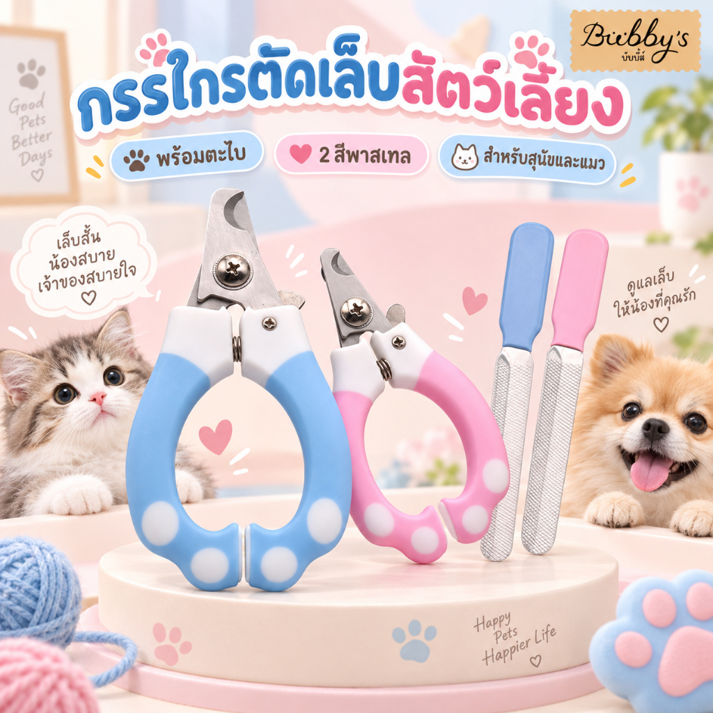 PP-052 Bubby's ชุดตัดเล็บสัตว์เลี้ยง กรรไกรตัดเล็บแมว สุนัข พร้อมตะไบเล็บในตัว บับบี้ Bubby By pet project mall
